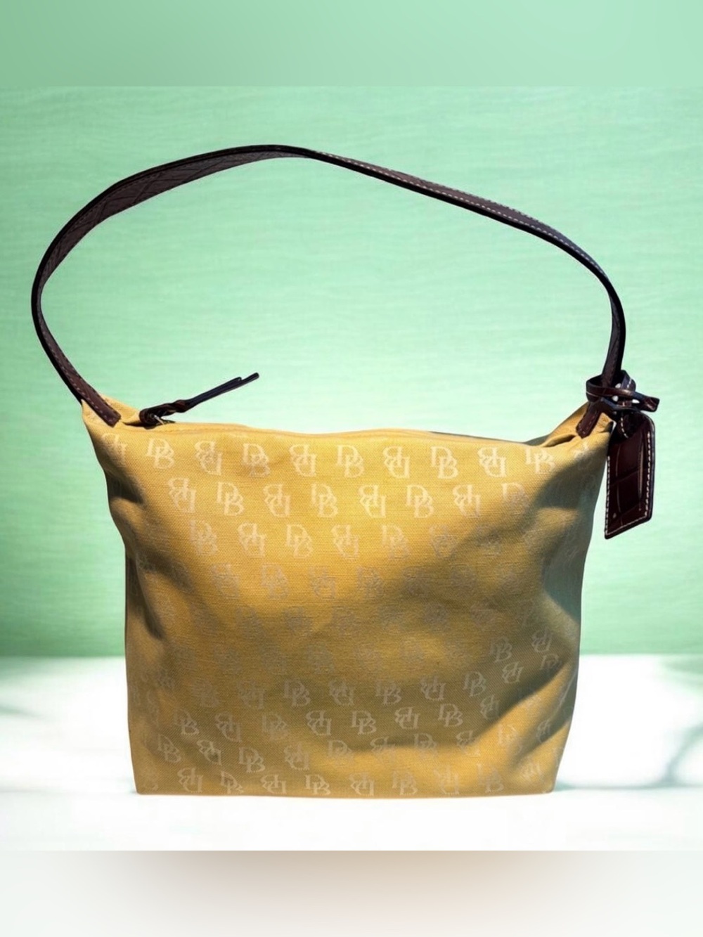 Dooney & Bourke Yellow Shoulder Bag with Brown Strap